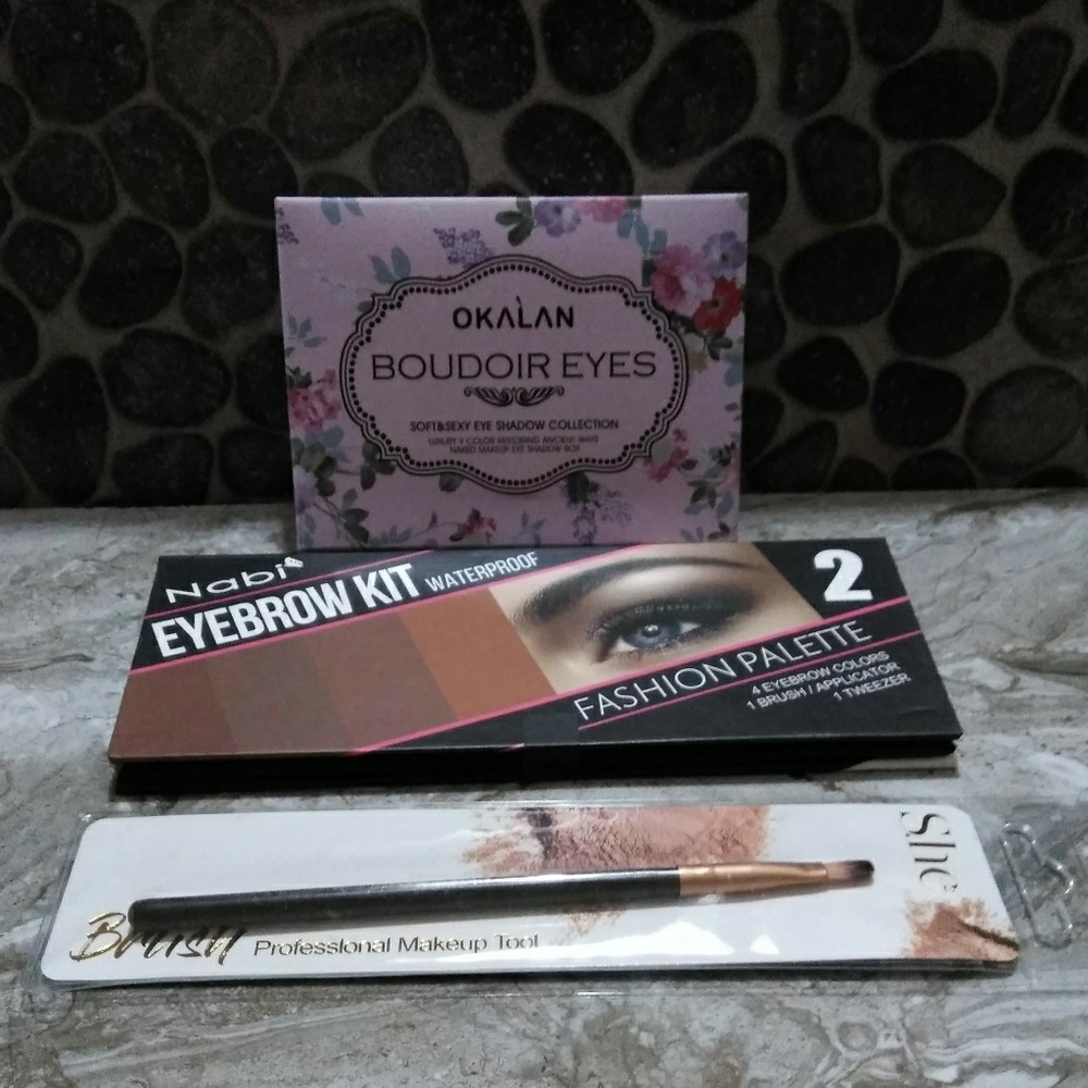 Bundle Okalan Eyeshadow / Nabi Eyebrow Kit/ Brush